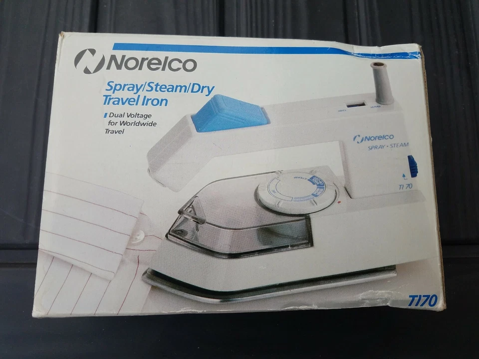 Norelco Spray Steam Dry Travel Iron Dual Voltage Folding Handle Model T170