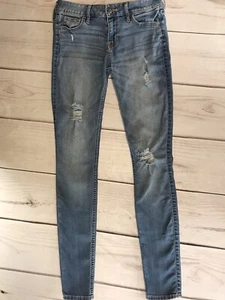 Hollister Super Skinny Womens Size 1R Light Wash Blue Jeans Distressed - Picture 1 of 12