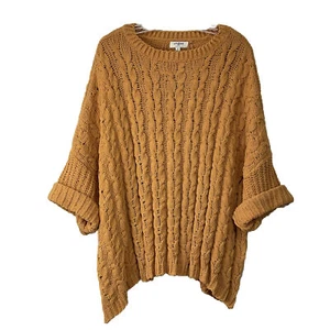 UMGEE Chunky Knit Pull-on Sweater Open Weave Pumpkin Orange Oversized Slouchy S - Picture 1 of 7