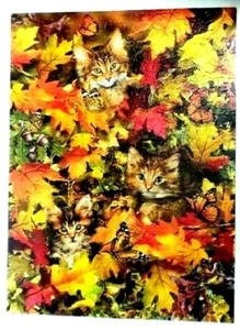 Sunout Puzzle KITTIES At PLAY 300 Piece Autumn Fall Theme Lori Schory Pre-Owned  - Picture 1 of 9