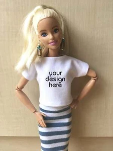 Bouutique Coast Custom Print Boat Neck T-shirt for Doll 1/6-scale, 11.5 Inch - Picture 1 of 53