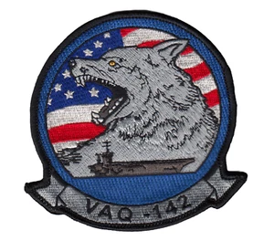 VAQ-142 GRAY WOLVE U.S.A. FLAG COMMAND CHEST PATCH - Picture 1 of 1