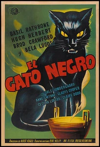  Print  framed canvas  Vintage advert black cat film movie poster painting 28" - Picture 1 of 5