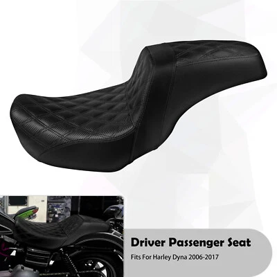 Black Driver Passenger Gel Seat For Harley 06-17 Dyna Wide Glide Street Fat Bob - Image 1 of 4