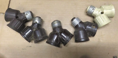 Vintage (lot of 5) Bakelite Double Lamp Light Socket Adapter Splitter  (LS) - Image 1 of 4