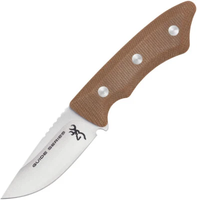 Browning Guide Series Small Brown Micarta 14C28N Fixed Blade Knife 0498B - Image 1 of 2