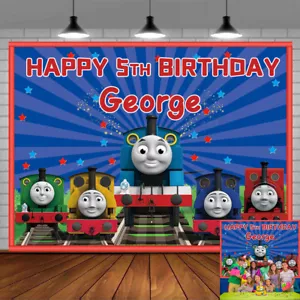 Thomas and Friends Personalised Custom Banner Backdrop Party Decor Birthday Gift - Picture 1 of 6