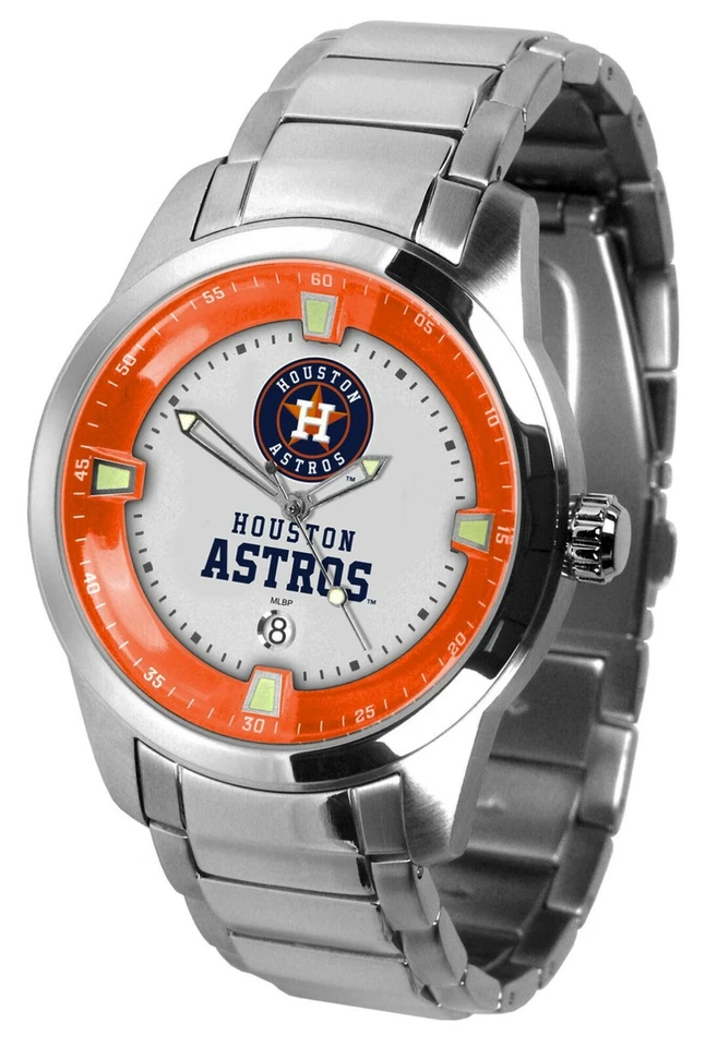Houston Astros Watch Mens Game Time Titan Series Stainless Date Wristwatch - Image 1 of 1