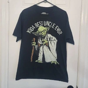 Star Wars - Yoda Best Uncle Ever - T-Shirt Black Size M Adult - Picture 1 of 3