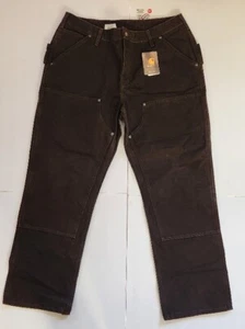 NUEVO Pantalones de Trabajo Carhartt Para Hombre Doble Rodilla Utilidad Peto Marrón Talla 18 x 32 - Imagen 1 de 12