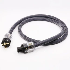 Audiophile HiFi Audio Power Cable Pure Copper EU US Schuko AC Mains Supply Wire - Picture 1 of 7