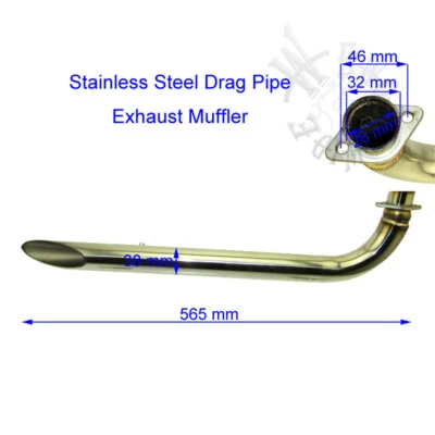 Stainless Steel Drag Pipe Exhaust Muffler For Honda 50 70cc CT110'S Monkey Bike - Imagem 1 de 4