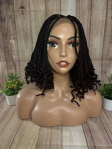 Product Title: Premium Medium-Length Braided Wig with Curly Ends – Natural Look - Picture 1 of 4