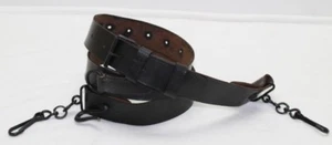 French Black Leather Rifle Sling w adjustable buckle strap swivel hook each E015 - Picture 1 of 11