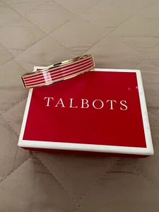 Enameled Bracelet Red & White Stripped Design Gold Accents Talbots - Picture 1 of 4