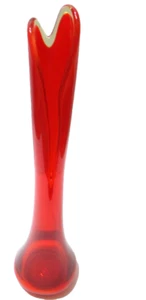 Vintage LE Smith Glass Swung Vase Simplicity Smoothie Flame Amberina 23 1/8" T - Picture 1 of 9