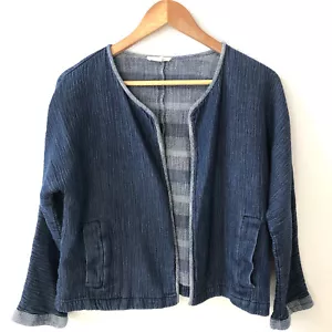 Eileen Fisher Rundhals kurze Denim Pullover Jacke Größe Small blau - Bild 1 von 8