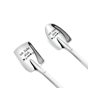 Lot de 2 cuillères « Ich Liebe Dich » - Cadeau pour couple - Avec gravure « I... - Afbeelding 1 van 7