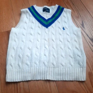 POLO RALPH LAUREN Boys Cable Knit Cricket v-neck Sweater preppy Vest kids sz 4 - Picture 1 of 4