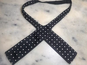 Vintage 100% Silk Square End Black Polka Dot Self Tie Bow Tie Made In England - Picture 1 of 4