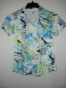 Top SWING Mujer Pequeño Cuello en V Superpuesto Manga Corta Multicolor Damas - Imagen 1 de 7