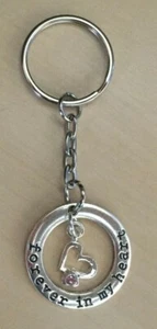 Handgefertigter Schlüsselanhänger "für immer in meinem Herzen" mit rosa glitzernden Strass - Geschenktüte - Bild 1 von 1