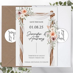 Save The Date Cards Personalised Wedding, Floral, BOHO, NEW for the 2023 Season - Picture 1 of 4