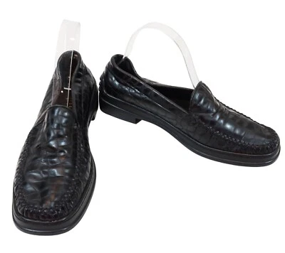 Mocasines de conducción de cuero negro cocodrilo en relieve STUART WEITZMAN Y2K para mujer talla 8,5 Foto 1 de 4