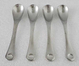 Robert Welch Pendulum Stainless Soup Spoons 7¾" Frosted Glossy Dot Set of Four - Picture 1 of 11