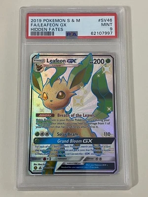Pokemon Leafeon GX Full Art Hidden Fates Sun & Moon PSA 9 - Plus Free Pack! - Image 1 of 2