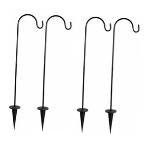 Shepherd Hook for Outdoor: 4 Pack 24inch Metal Shepherd's Hook Black Garden - Picture 1 of 8