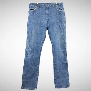 Wrangler Jeans Mens 38X36 CowBoy Cut Original Fit 13MWZ Solid Blue Denim Pants - Picture 1 of 8