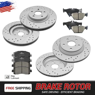 Front Rear Drilled Brake Rotors Ceramic Brake Pads Kit for Subaru Legacy Outback - Image 1 of 4
