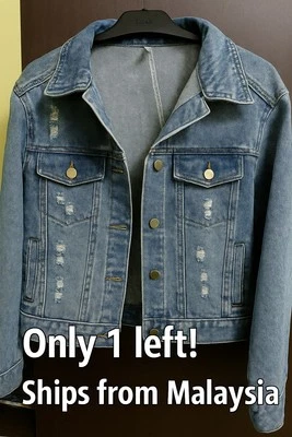 Women's Blue Denim Jacket XL – Rhinestone Back Print - Image 1 of 3