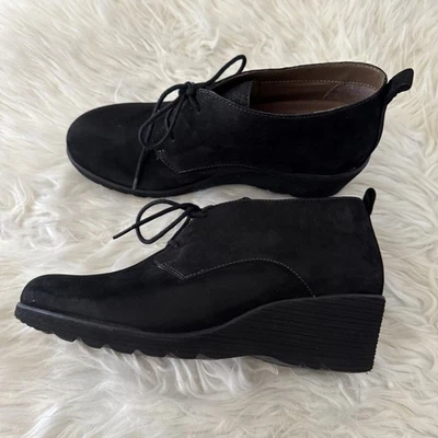 Dansko Ankle Wedge Boots Womens EU 41 Black Suede Leather Lace Up Oxford Shoes - Image 1 of 4