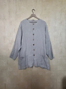 Blusa para mujer talla: M PURO LINO 100 % lino beige manga larga con botones - Imagen 1 de 8