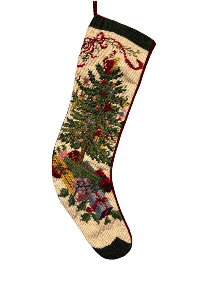 Medias victorianas vintage de lana/terciopelo Navidad punta de aguja del viejo mundo únicas Foto 1 de 4