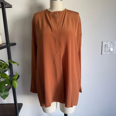 Camisa/Blusa Túnica Pullover 100% Seda Vince Grande-Naranja Quemado a Presión de Jengibre-XS Foto 1 de 4