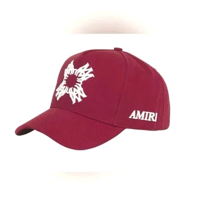 Amiri Quad MA Logo Hat Full Canvas Hat Cap Adjustable - Red - Picture 1 of 5
