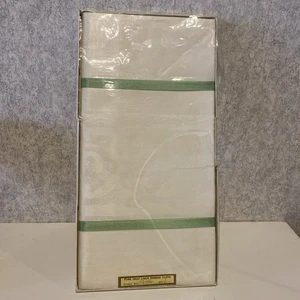 Mantel blanco damasco vintage 100 % puro lino irlandés - 54 x 54" - nunca usado - Imagen 1 de 5