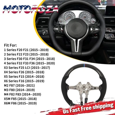 Volante de fibra de carbono real negro para BMW M Sports M2 M3 M4 F80 F15 F30 Foto 1 de 4