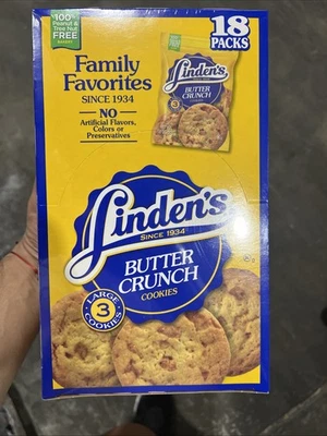 Lindens Butter Crunch Cookies 3 Cookies per Pack (18 -1.75 Oz. Packs per Box)