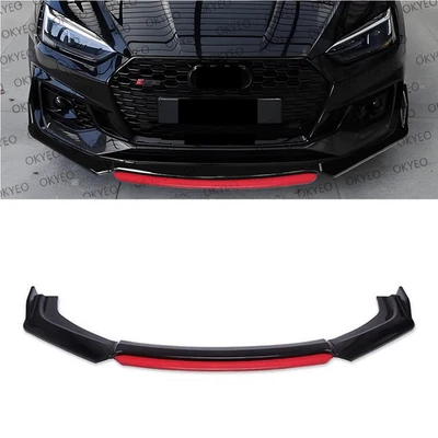For Audi RS3 RS5 RS6 Gloss Black Red Front Bumper Lip Spoiler Splitter Diffuser Foto 1 de 4