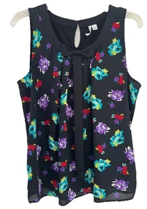 Elle Damen ärmellose geblümte Schlüsselloch Bluse Größe Large - Bild 1 von 6