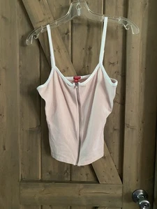 Vintage Guess Top Women’s Small Pink Cropped Tank Top Zip Closure Y2K - Picture 1 of 8