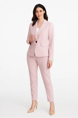 Le Suit Women's Notched Collar Straight Leg Pantsuit 2 Piece Blossom Size 12P - Image 1 of 4