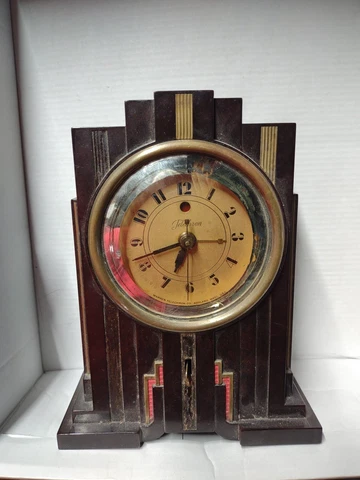 Art Deco Telechron desk clock electric parts repair display rare damaged 8" p3 Cover