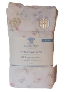 Simply Shabby Chic Rachel Ashwell Candy Floral Pink Blue Pillowcases 2 King ~NEW - Picture 1 of 7