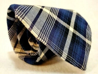 Corbata para hombre Gap azul marino preppy blanca a cuadros 60" x 3,75" rayón/lana suave  Foto 1 de 4