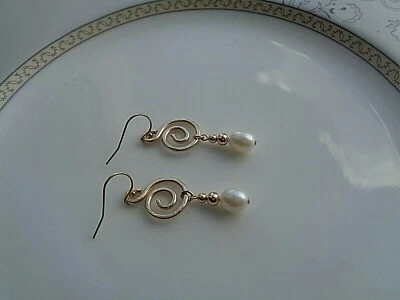 Gold Ohrringe Perle 14K Gold Filled Perlen Ohrringe - Bild 1 von 4